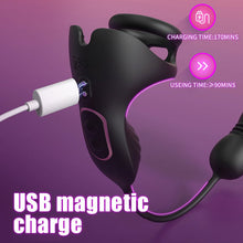 Load image into Gallery viewer, 9 Thrusting & Vibrating Prostate Massager with Dual Cocking Rings Testicular Stimulator