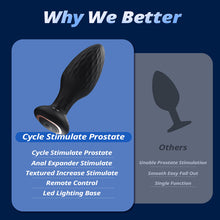 Load image into Gallery viewer, LED Light 360° Rotation & Vibration Remote Control Anal Plug For Solo or Couple