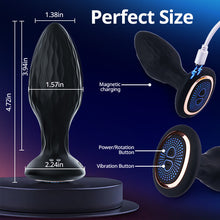 Load image into Gallery viewer, LED Light 360° Rotation & Vibration Remote Control Anal Plug For Solo or Couple