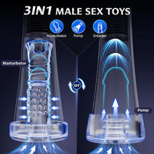 Load image into Gallery viewer, 9 Vibrating Spring & 5 Vacuum Suction Penis Pump with 2 Switchable Sleeves