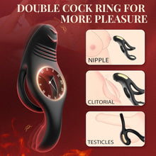 Load image into Gallery viewer, Vibrating Cock Ring, 4 in 1 Cockring Sex Toys for Couples with 10 Vibrating Modes, Double Penis Ring Vibrator Stimulate Erection, Adult Toys Sex Toys couples Men & Women Sex Toys