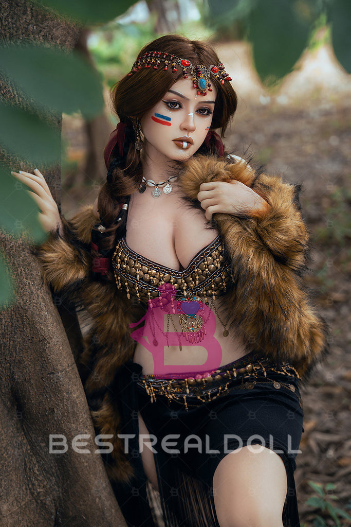 US Stock - Sabine 164cm S33 Natural Skin Full Silicone Sex Doll Realistic Sexy Forest Girl Adult Love Doll (Free 2ND Head)