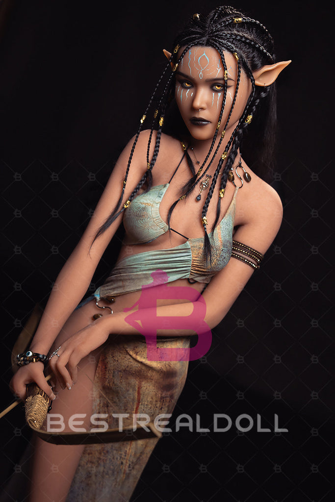 US Stock - YAMIEE Sia Unique Design 157cm #1073E Silicone Head Sex Doll Tanned Skin Small Breasts TPE Body Adult Love Doll