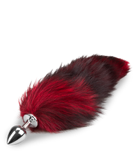 Load image into Gallery viewer, Black and red furry fox tail butt plug