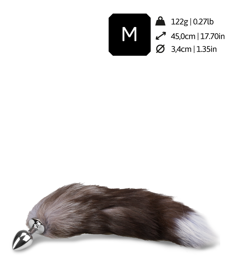 Brown and lavender furry fox tail butt plug