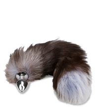 Load image into Gallery viewer, Brown and lavender furry fox tail butt plug