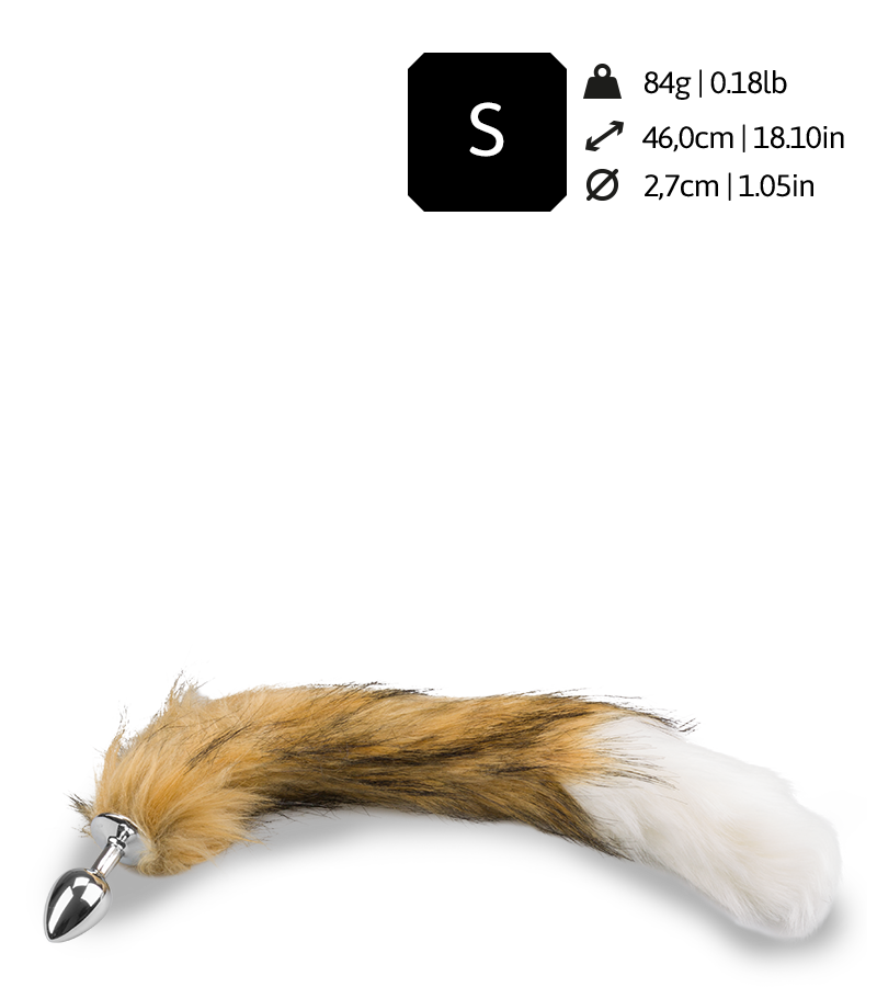 Brown and white vegan fur dog tail butt plug