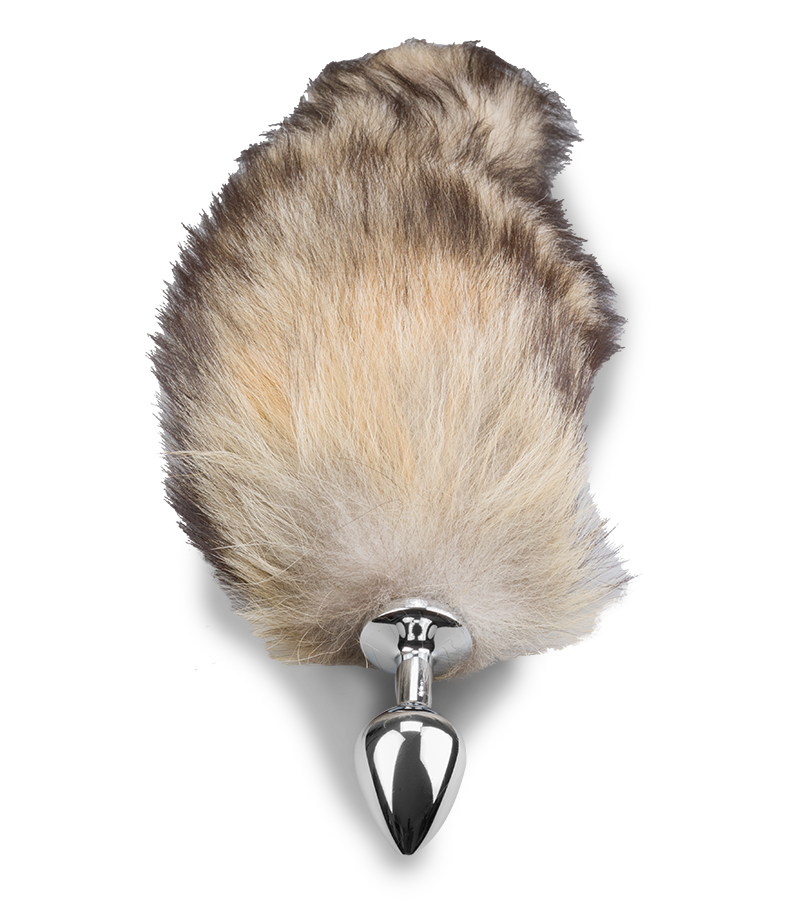 Brown fur fox tail butt plug