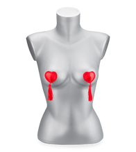 Load image into Gallery viewer, Burlesque red heart and pompom nipple pasties