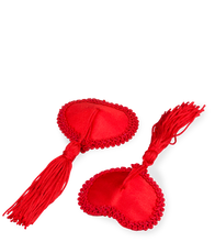Load image into Gallery viewer, Burlesque red heart and pompom nipple pasties