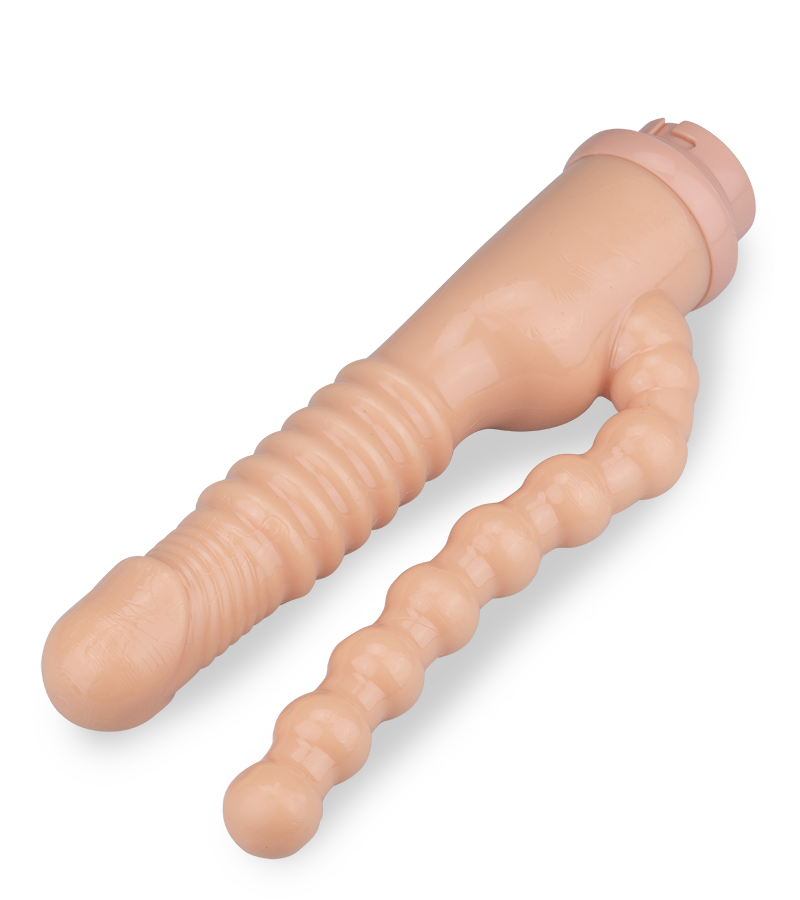 Double penetration dildo for the portable sex machine