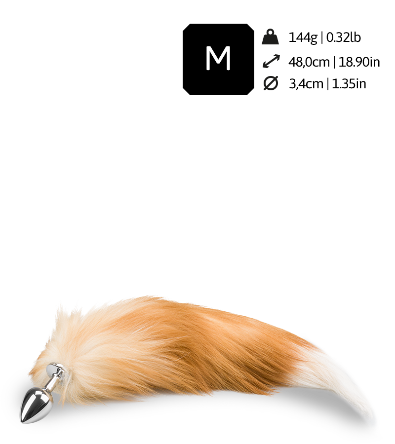Ginger and white furry fox tail anal plug