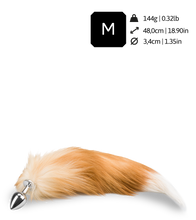 Load image into Gallery viewer, Ginger and white furry fox tail anal plug