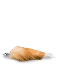 Load image into Gallery viewer, Ginger and white furry fox tail anal plug