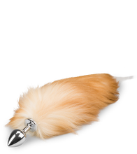 Load image into Gallery viewer, Ginger and white furry fox tail anal plug