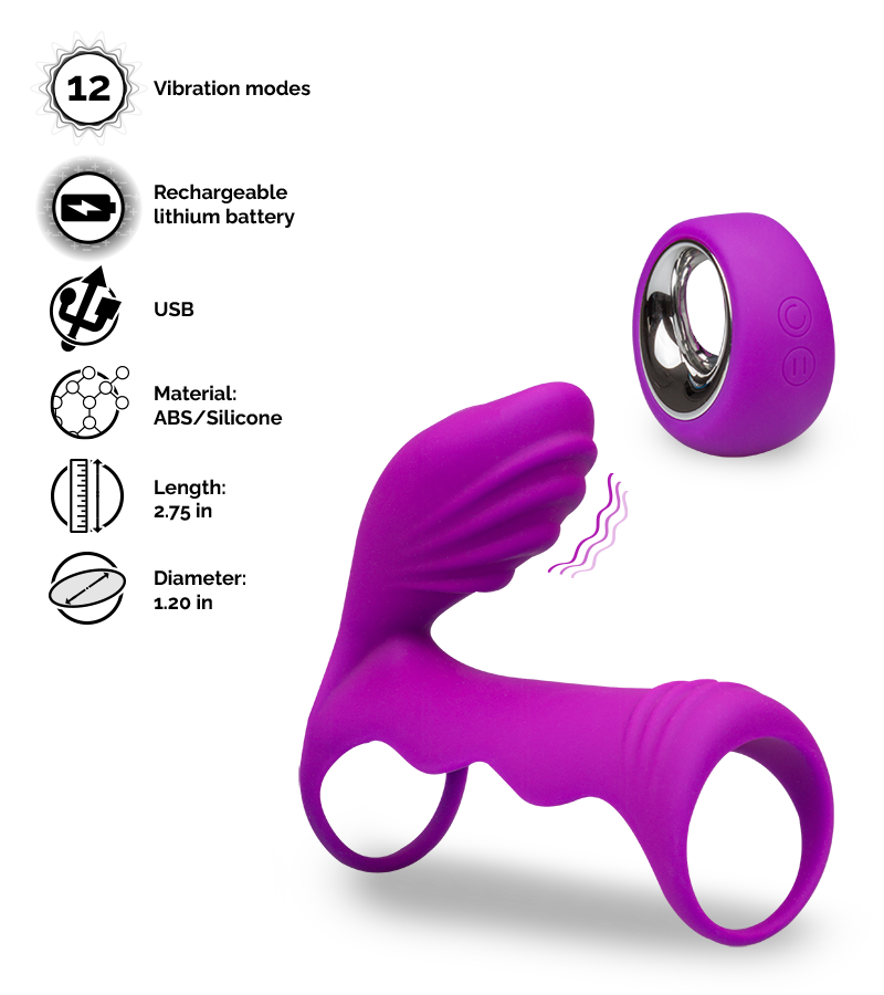 Remote control couple's vibrator with cock ring 12 modes