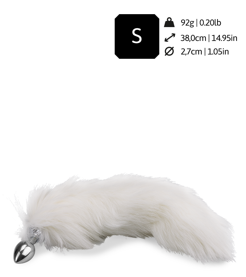 White fur fox tail anal plug