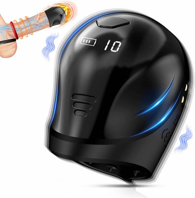 10X Vibrating 360° Wrapping Glans Blowjob Trainer with LCD APP Control