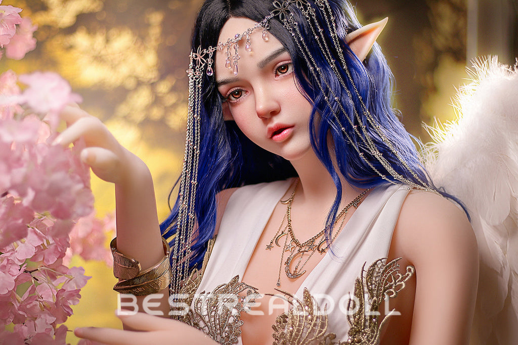 US Stock - Keely 160cm Silicone ROS Head Elf Sex Doll TPE Body M8 Samll Boobs Oral Sex Movable Jaw Adult Love Doll