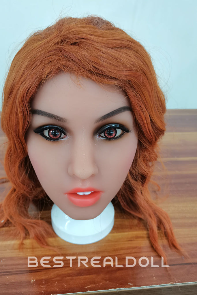 US Stock - 157cm Edeny TPE Sex Doll Realistic Small Breasts Orange Hair Love Doll