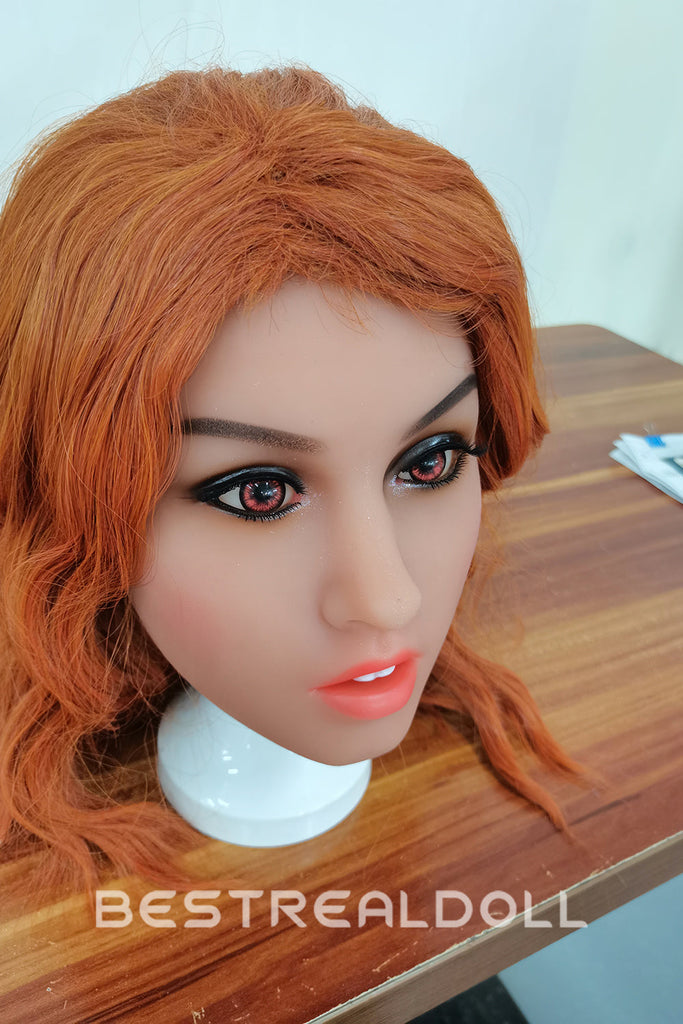 US Stock - 157cm Edeny TPE Sex Doll Realistic Small Breasts Orange Hair Love Doll