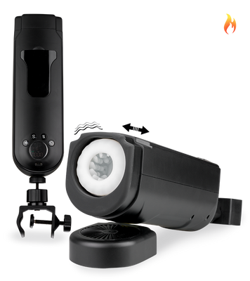 Alderico thrusting and vibrating masturbator with table clamp