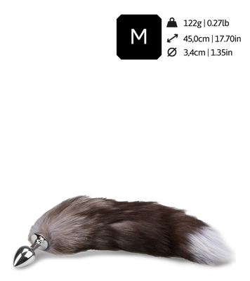 Brown and lavender furry fox tail butt plug