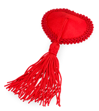 Load image into Gallery viewer, Burlesque red heart and pompom nipple pasties
