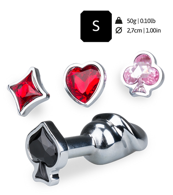 Cards penis-shaped butt plug with 4 jewels