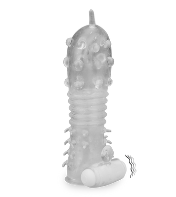 Clear textured vibrating penis sleeve