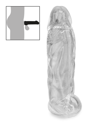 Clear veiny penis sleeve with ball loop