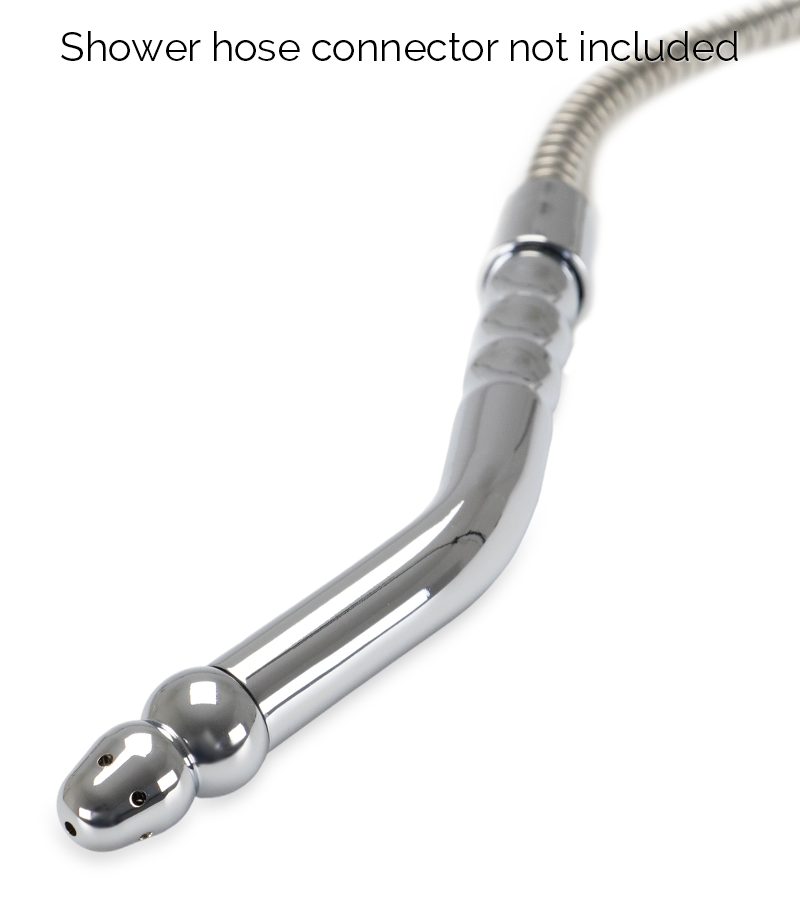 Curved enema anal plug with three attachments