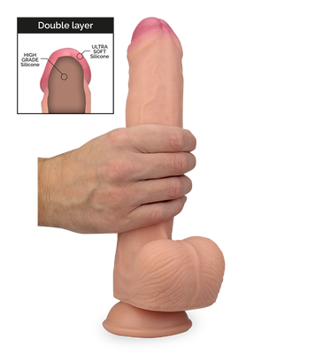 Dual-layered silicone super-realistic dildo 11.50 inches