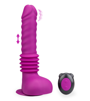 Fucking machine with vibrating dildo