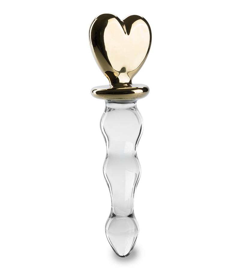 Golden Heart glass dildo