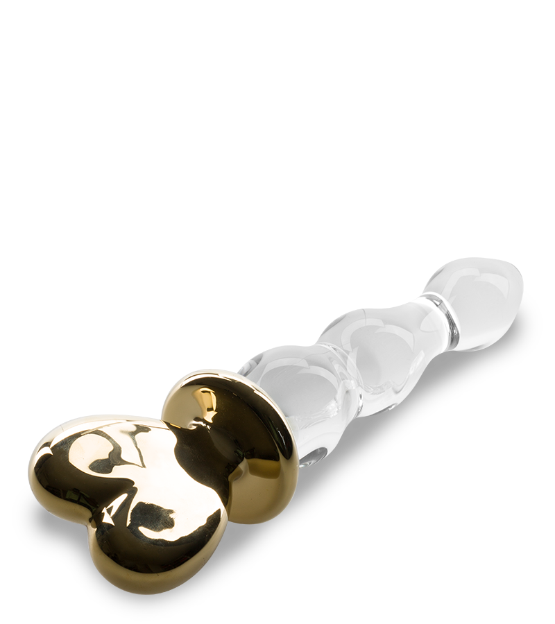 Golden Heart glass dildo