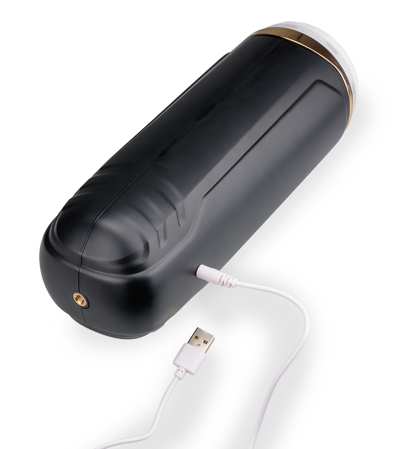 Kimi vibrating and thrusting masturbator with suction action