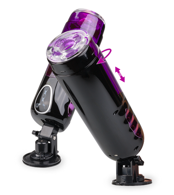 Trainer rotating and thrusting suction cup masturbator