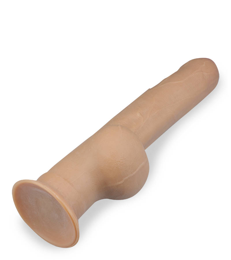 Very realistic suction cup dildo with foreskin and handle