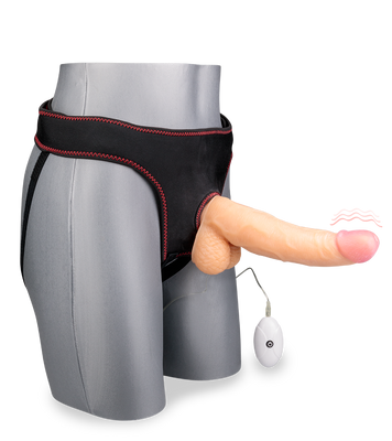 Vibrating curved strap on dildo 8.75 inches 10 modes