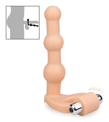 Vibrating dual penetration cock ring with 3 beads