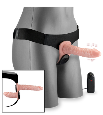 Vibrating lifelike double strap on dildo