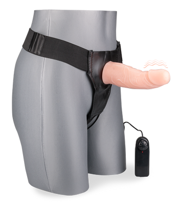 Vibrating realistic hollow strap on dildo