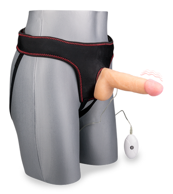 Vibrating strap on dildo 7.00 inches 10 modes